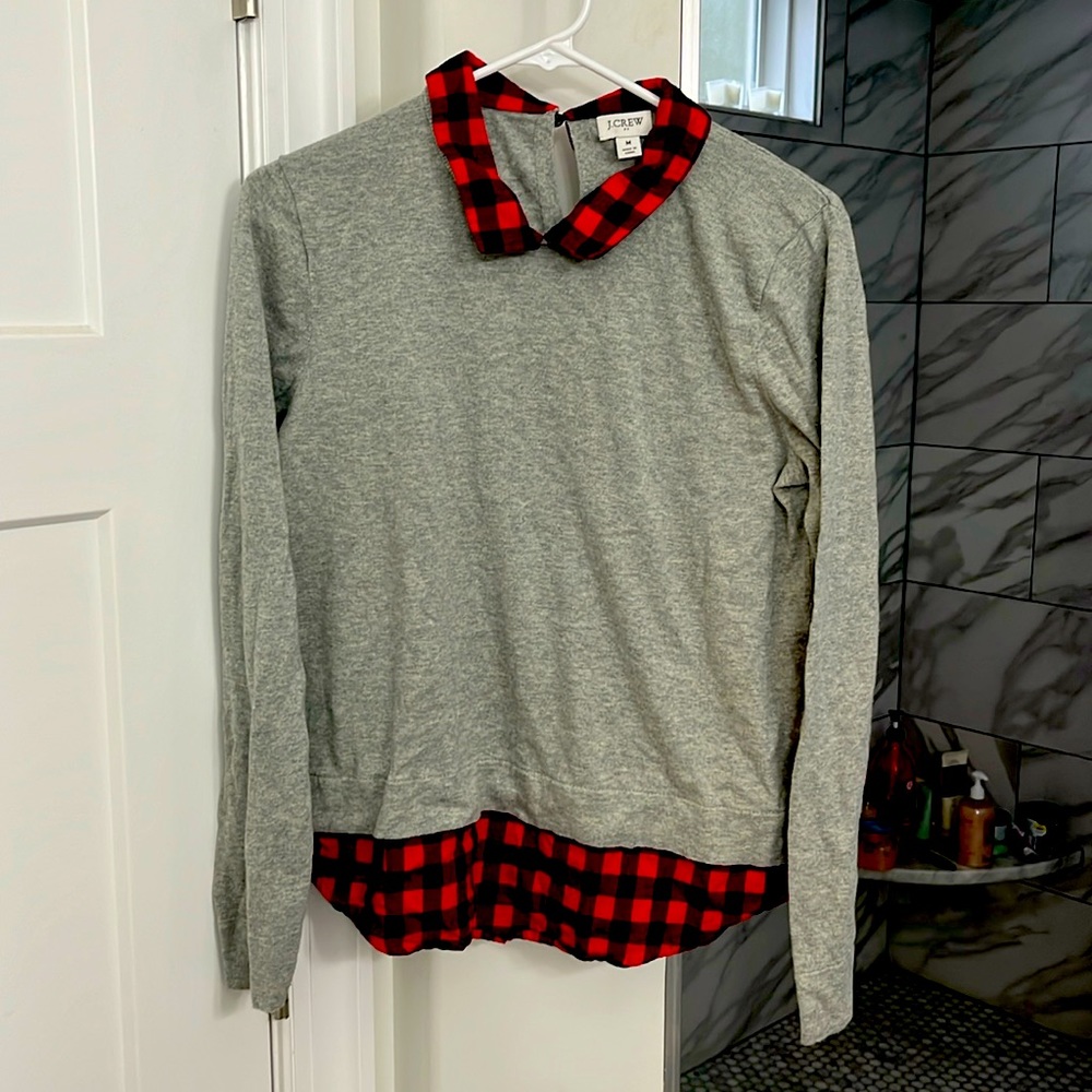 Women’s Jcrew sweater with shirt sown in